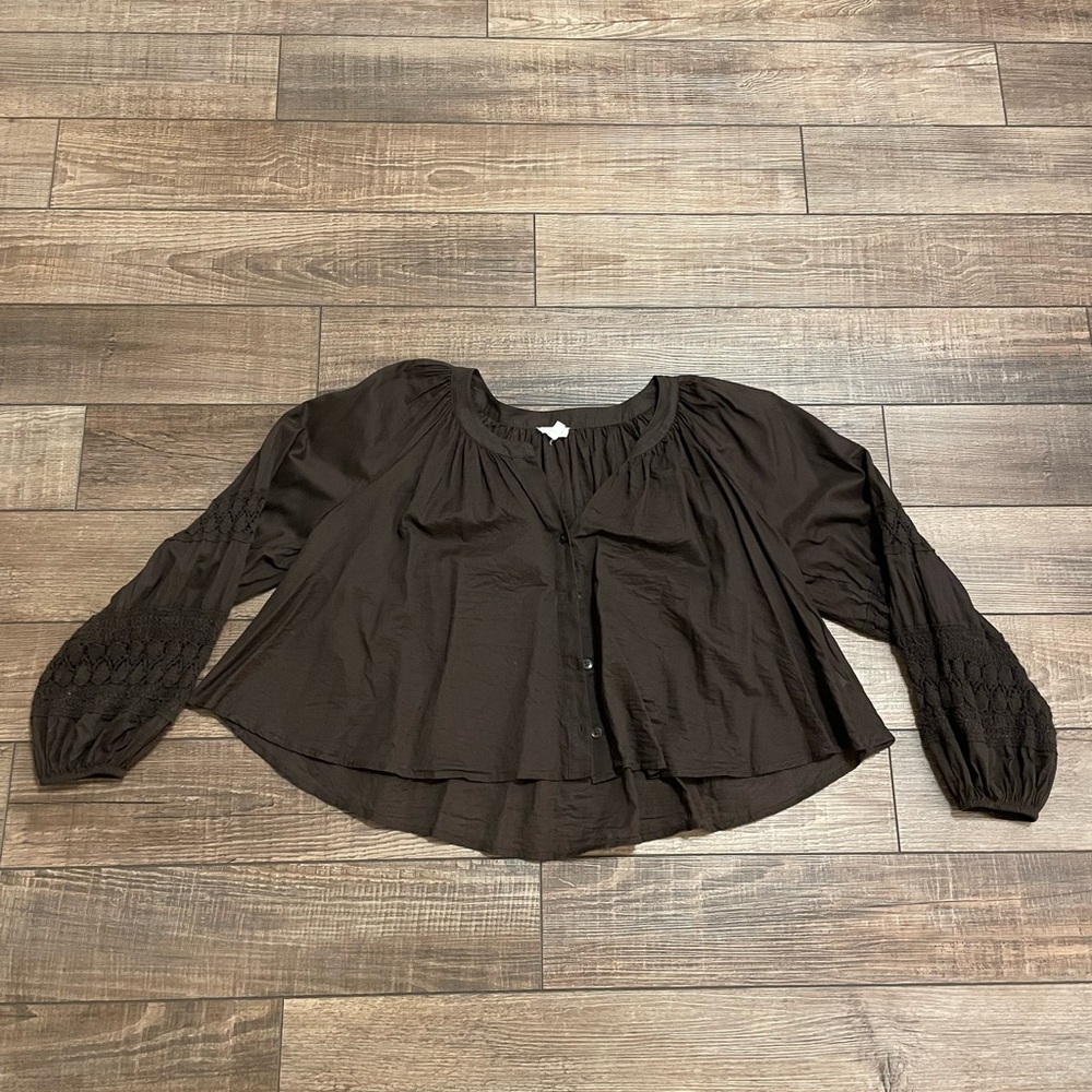 Aerie long sleeve crochet button down